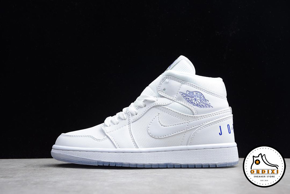 Giày Nike Air Jordan 1 Mid Premium “Pure White” Concord Bq6578-100