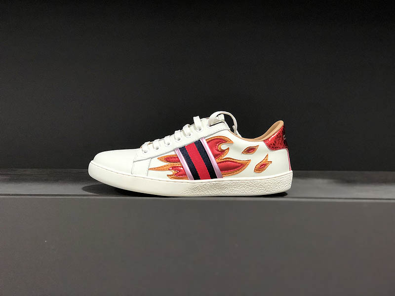 Giày Gucci Ace Embroidered Low-Top Metallic Flame Sneaker - Ordixi.com