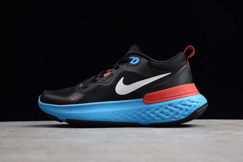 nike epic react flyknit black and blue