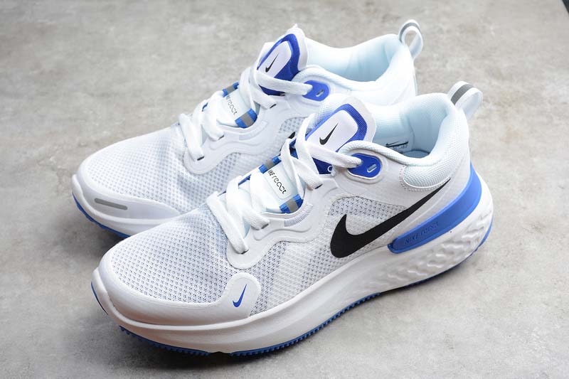 nike epic react flyknit white blue