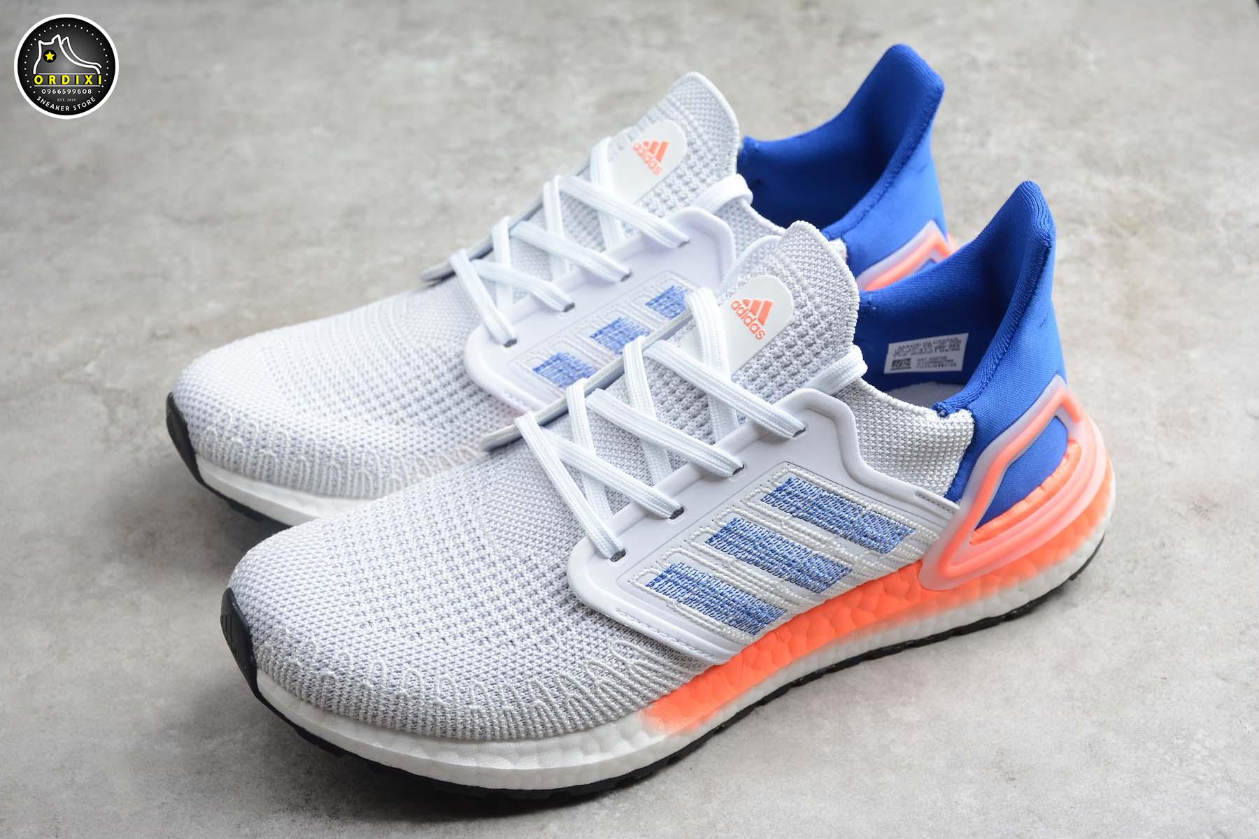 Adidas Ultra Boost 2020 White Glory Blue Solar Redeg0708 - Ordixi.Com