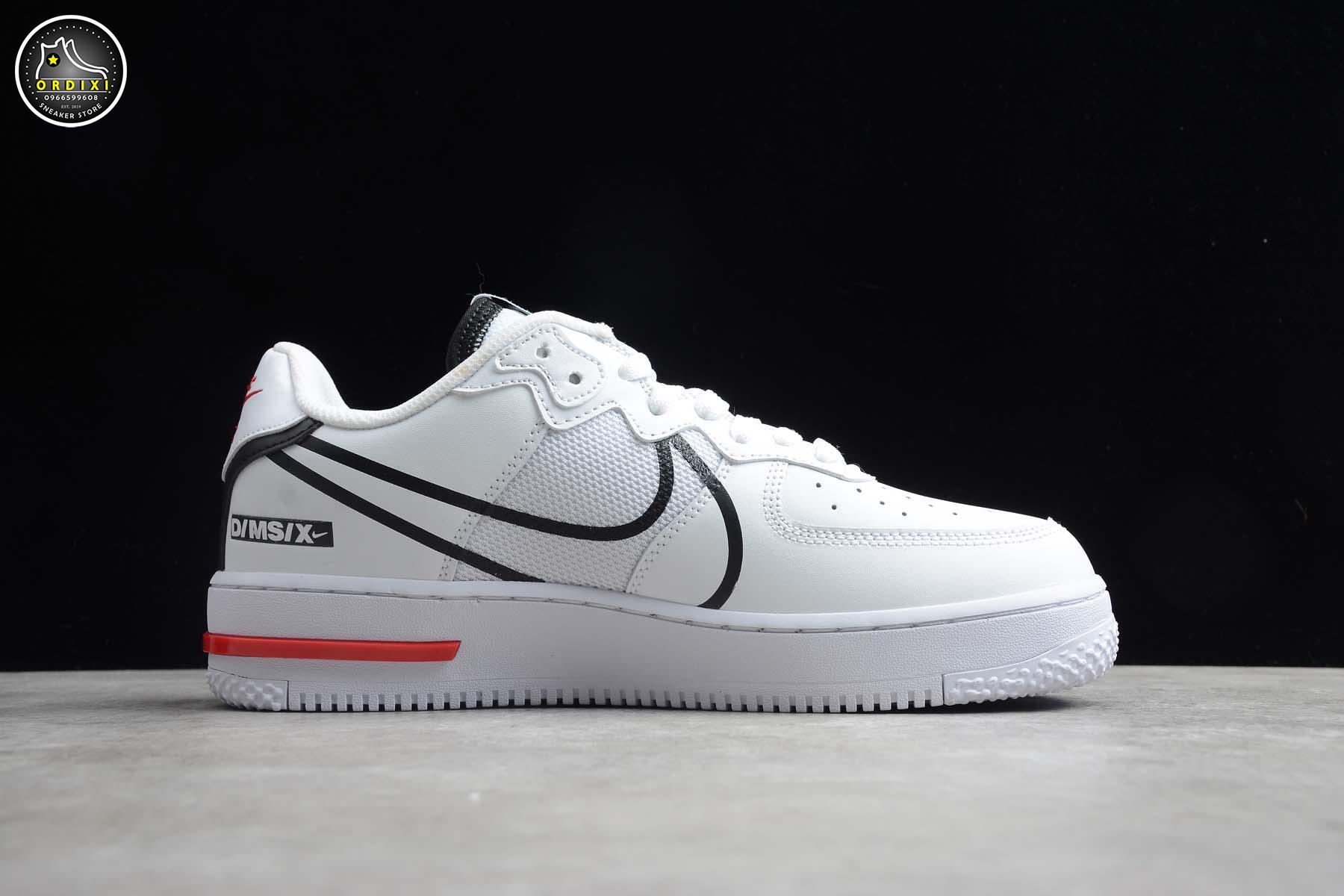 nike air force 1 react white black red