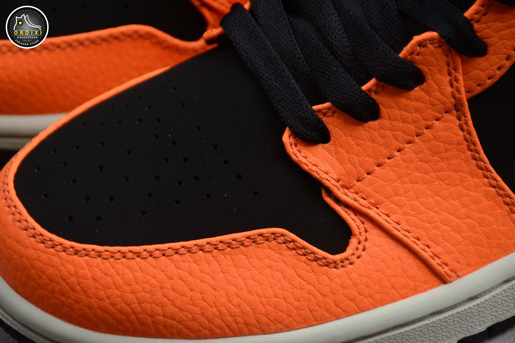 glossy orange and black jordan 1