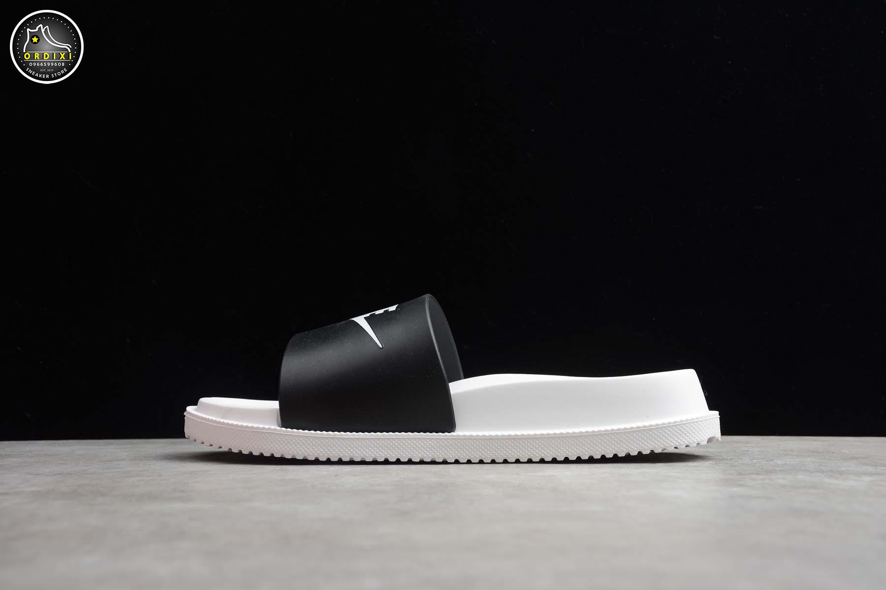 nike slides black and white