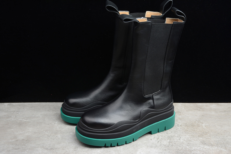 Bottega Veneta Storm Leather High Boot Black Green - Ordixi.com