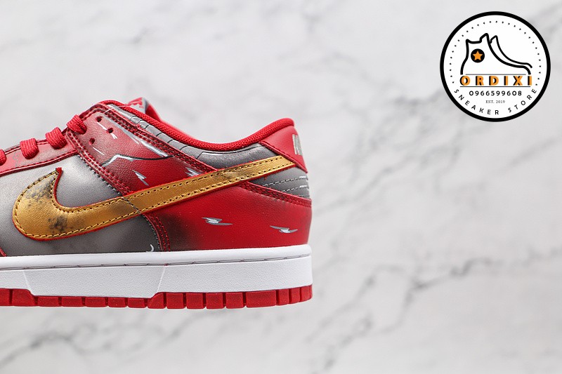 dunk low medium grey varsity red